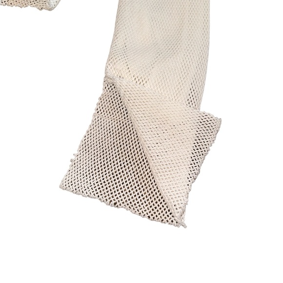FREE PEOPLE NWOT IVORY LONG SLEEVE FISHNET TOP SIZE MEDIUM - Picture 3 of 4